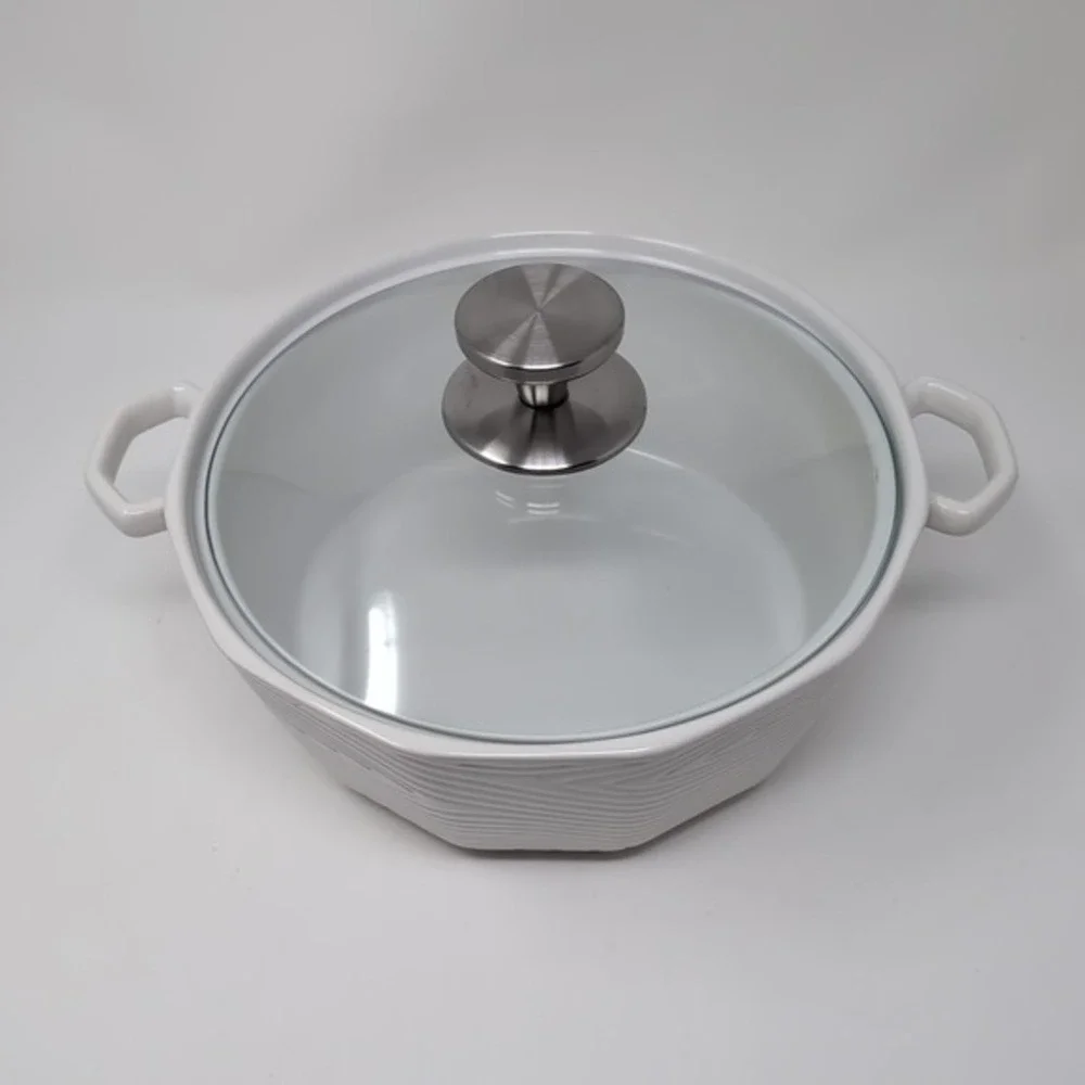 Temp-tations‎ Ovenware Woodland 3-Quart White Ceramic Baker with Glass Lid